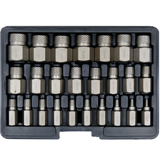 Schroefverwijderaars voor beschadigde binnenschroeven YATO YT-06034 3-23mm 25 stuks.