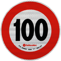 Reflecterende sticker LAMP snelheidslimiet 100 km/u bord B-33