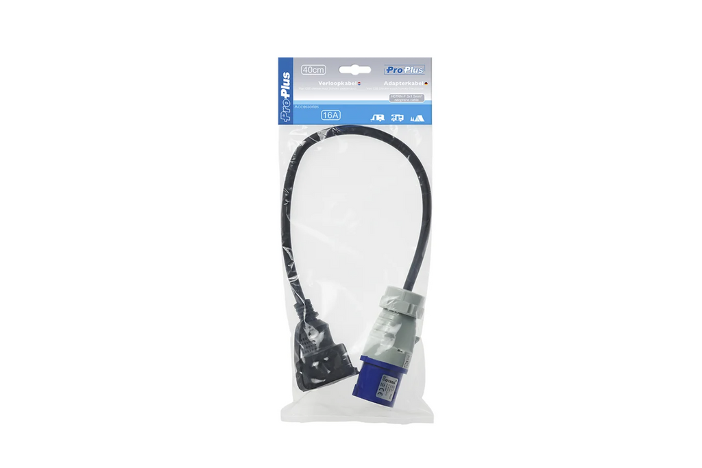 Adapter met CEE-stekker en Schuko-aansluiting 16A 230V met beschermingscontact ProPlus 373530 40cm kabel