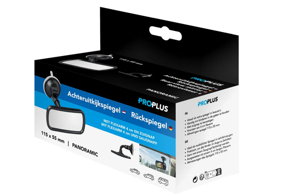 ProPlus 750641 panoramische achteruitkijkspiegel met houder en zuignap 55x115mm