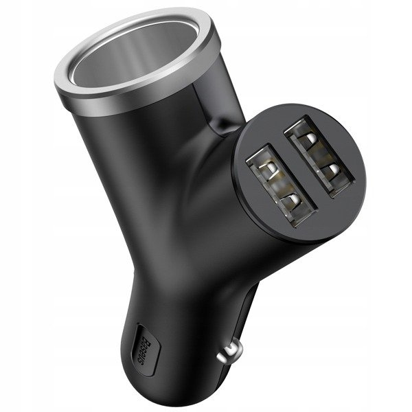 BASEUS Y Type 2xUSB autolader, sigarettenaansteker aansluiting 40W