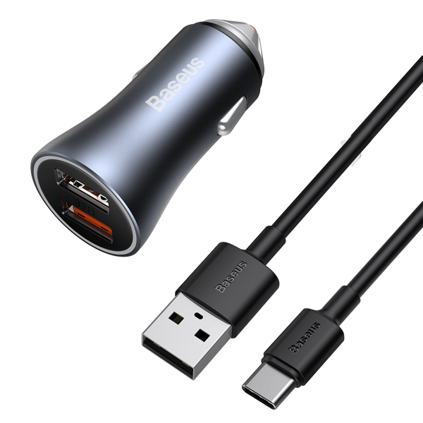 BASEUS Golden Pro 2xUSB 40W autolader set + USB-kabel