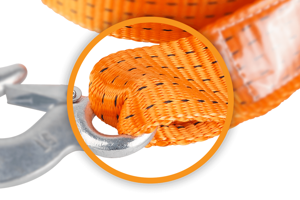 Sleepkabel met haken HERMON sleepkabel 4,5 m/50 mm/5 ton oranje