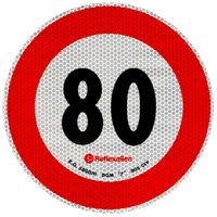 Reflecterende sticker LAMP snelheidslimiet 80 km/u bord B-33