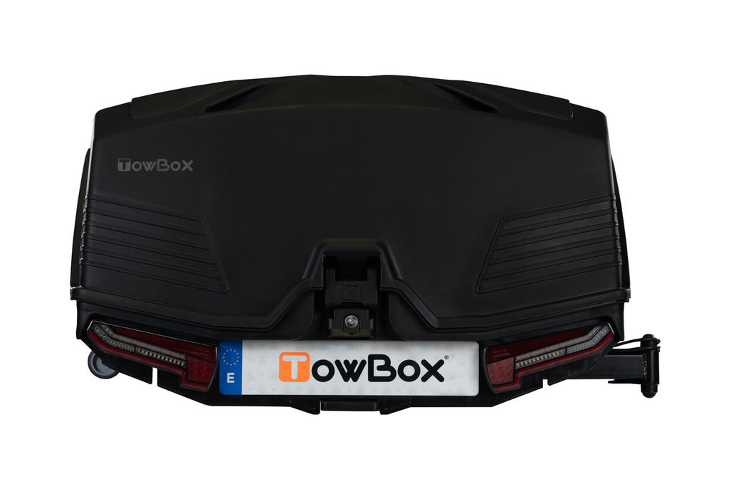 Towbox Camper Alpha zwart LED (kort) - bagagebox voor montage op de trekhaak