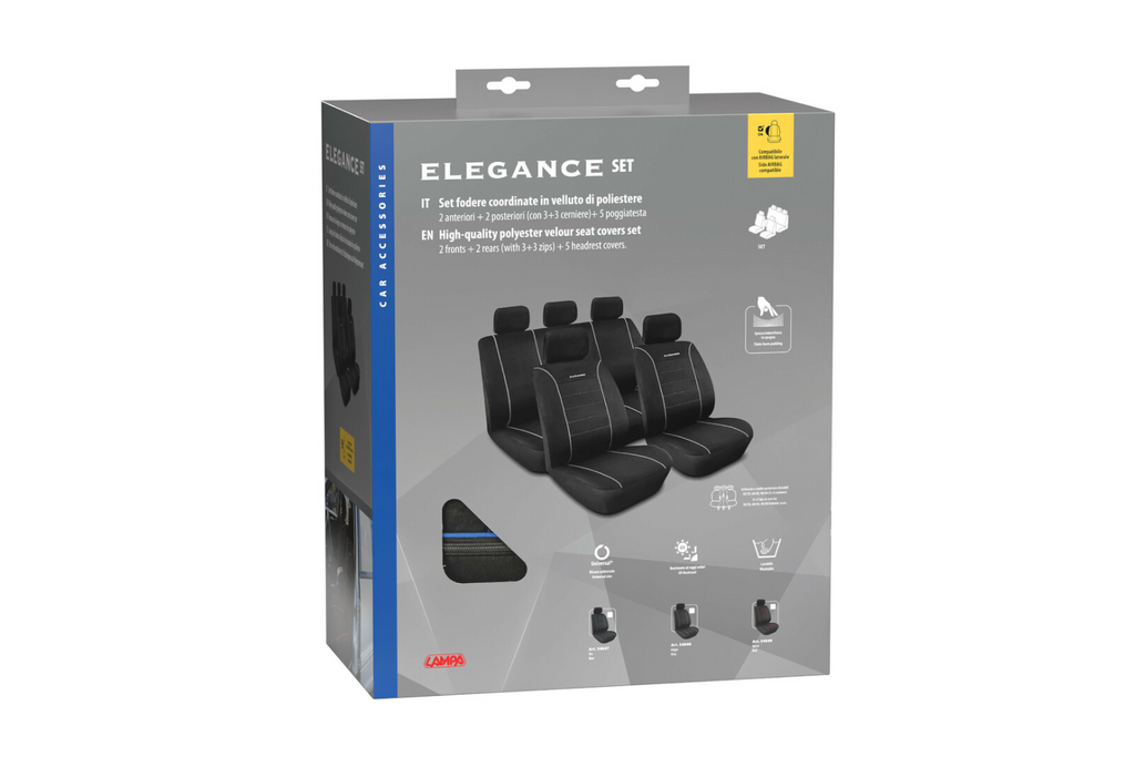 Set autostoelhoezen LAMPA Elegance blauw, voor de voor- en achterstoelen.