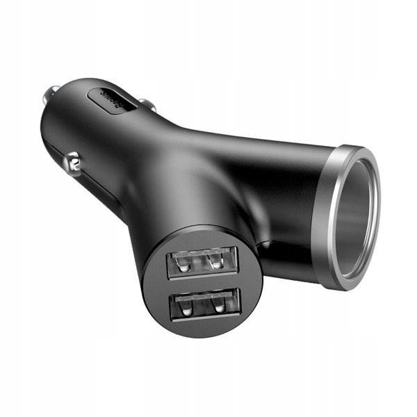 BASEUS Y Type 2xUSB autolader, sigarettenaansteker aansluiting 40W