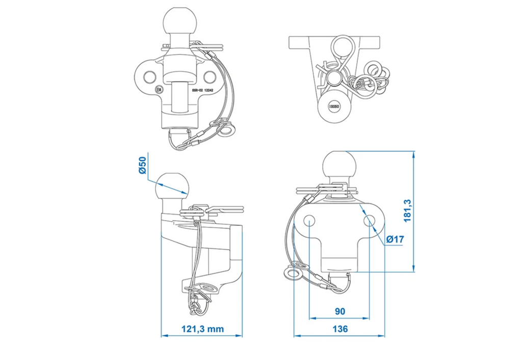 ProPlus 341213V01 trekhaakkogel met dubbele functie, 50 mm, 3500 kg