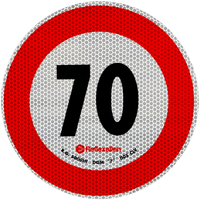 Reflecterende sticker LAMP snelheidslimiet 70 km/u bord B-33
