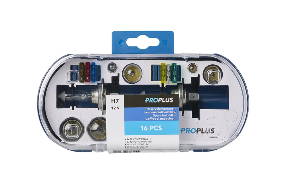 H7-lampenset voor camper, auto ProPlus 410162 reserveset van 16 stuks
