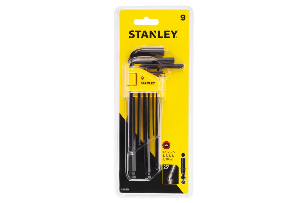STANLEY inbussleutels, kogelkop zeskantsleutels 1,5-10 mm, 9 stuks.