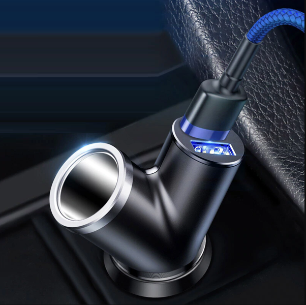 BASEUS Y Type 2xUSB autolader, sigarettenaansteker aansluiting 40W