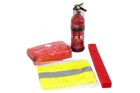 HERMON autokit: EHBO-set, brandblusser, gevarendriehoek, reddingsvest
