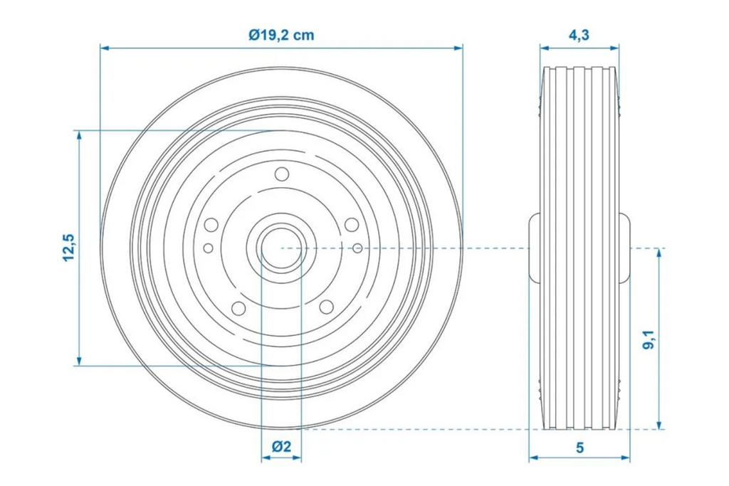 Reservewiel voor ProPlus 341540 massief rubberen neuswiel 200x50mm