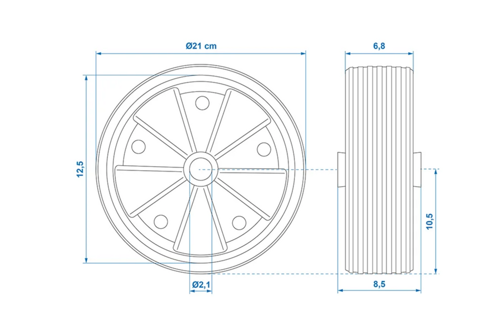 Reservewiel voor ProPlus 341549 massief rubberen neuswiel 220x70mm