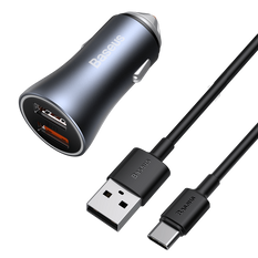 BASEUS Golden Pro 2xUSB 40W autolader set + USB-kabel