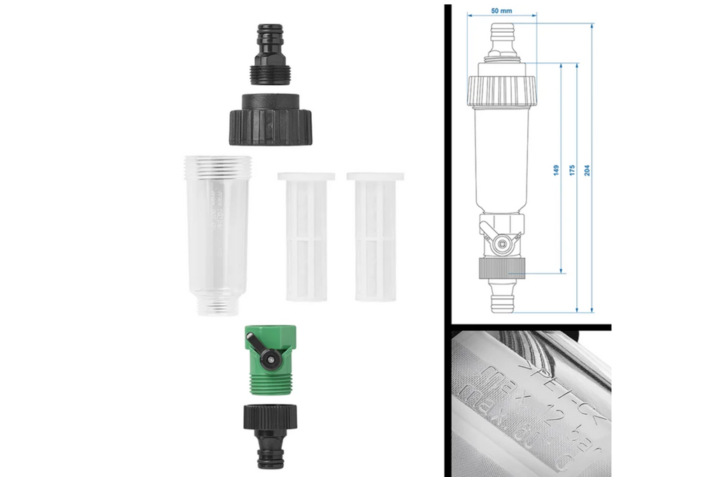 ProPlus 150770 kraan-/slangwaterfilter met universele aansluiting en extra filter.