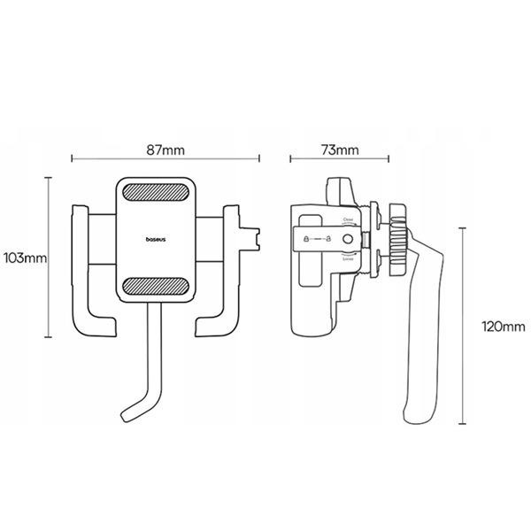 BASEUS GoTrip Series universele telefoonhouder voor fiets/motorfiets met spiegel