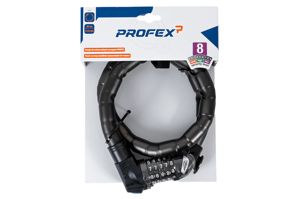 Verstevigd fietsslot met code PROFEX 81601, 90 cm lang