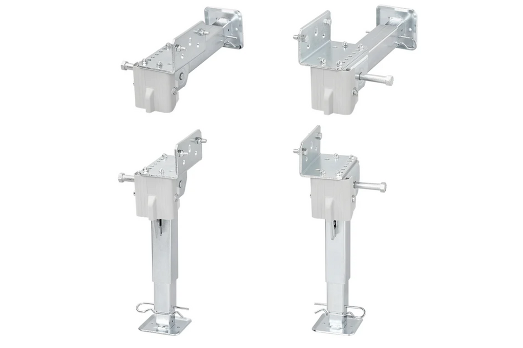 Set van twee uitschuifbare steunen met slinger en ProPlus 361500-montage voor een 1000 kg vlakke aanhanger (290-460 mm).