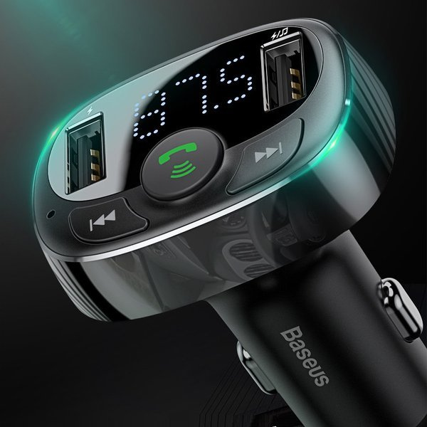BASEUS T-type FM-transmitter Bluetooth 4.2 MP3 + autolader 2x USB 3.4A