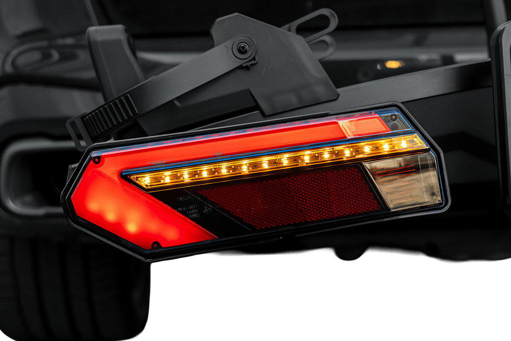 Inter Pack Velox 2 LED - opvouwbare fietsendrager voor op de trekhaak voor 2 fietsen met LED-verlichting (zwart)