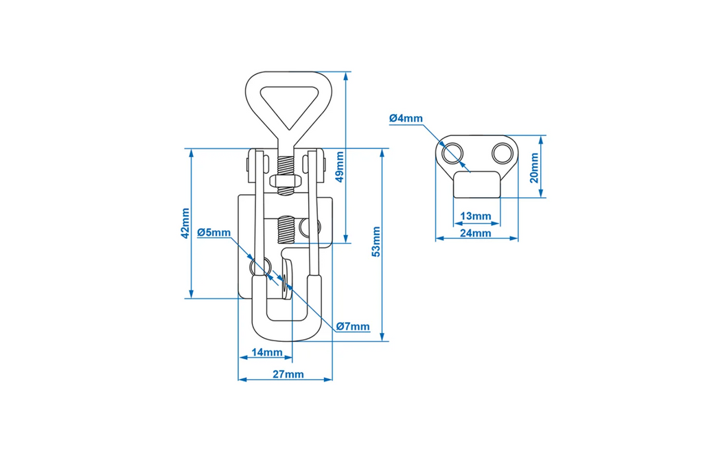 Zijkoppeling met ProPlus 342112 sluiting, complete aanhanger zijsluiting