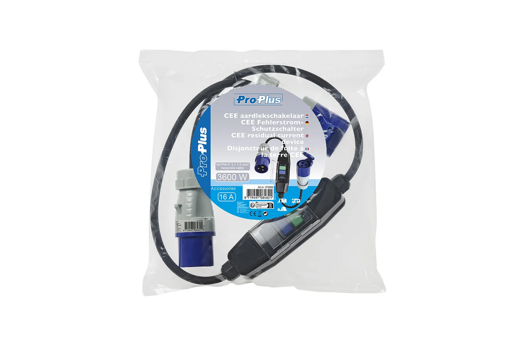 ProPlus 373589 CEE-adapterkabel met differentiaalschakelaar, 120 cm