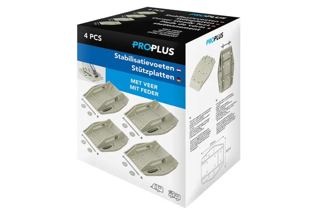 Set van vier ProPlus 361519 aanhangerstabilisatorsteunen met veer 20,5x27,5cm