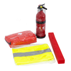 HERMON autokit: EHBO-set, brandblusser, gevarendriehoek, reddingsvest