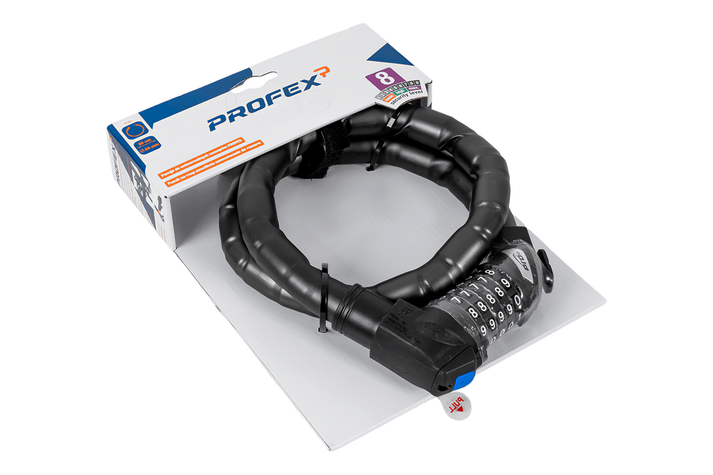 Verstevigd fietsslot met code PROFEX 81601, 90 cm lang