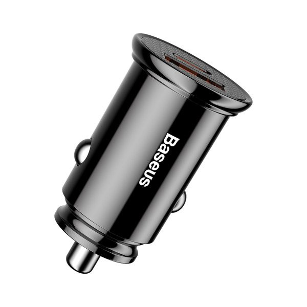 BASEUS Ronde plastic USB-A, USB-C 30W autolader