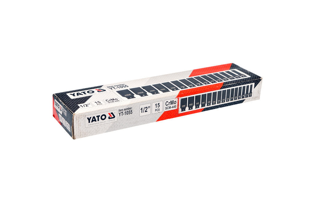 YATO YT-1055 lange slagdoppen 1/2" doppen 15 stuks.