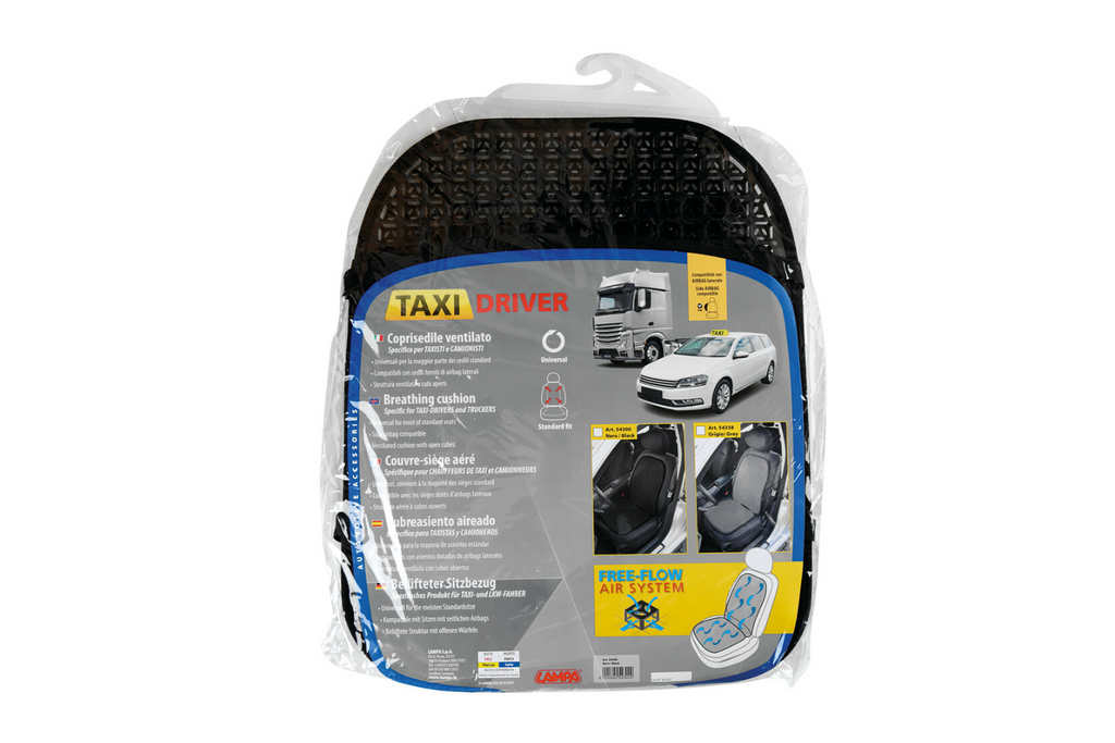 Ademend zitkussen LAMP Taxi Driver zwarte autostoelmat
