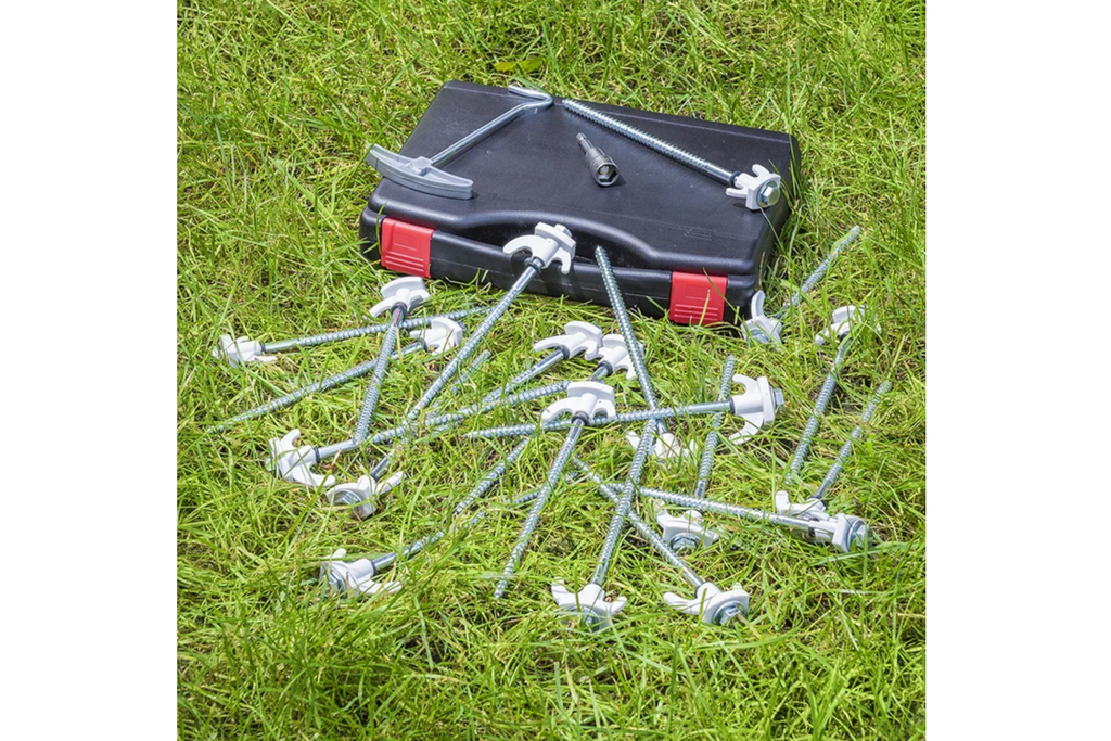 Set schroefbare tentpinnen voor ProPlus 365014 metalen pinnen met haak 20x20cm