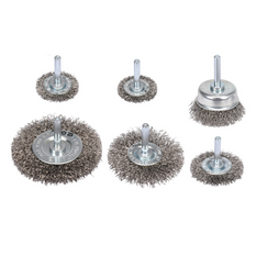 Set van zes YATO YT-47593 roestvrijstalen borstels met schacht voor boormachine