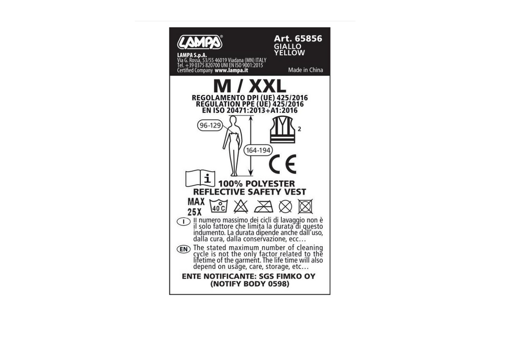 Reflecterend vest LAMP M-XXL geel