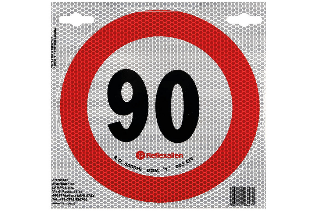Reflecterende sticker LAMP snelheidslimiet 90 km/u bord B-33