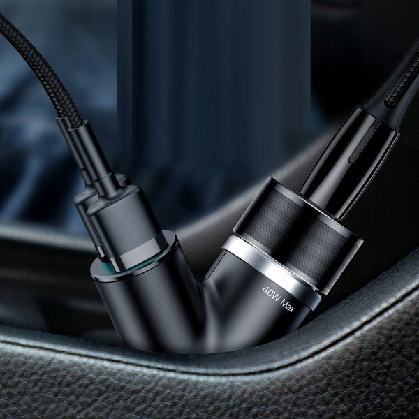 BASEUS Y Type 2xUSB autolader, sigarettenaansteker aansluiting 40W