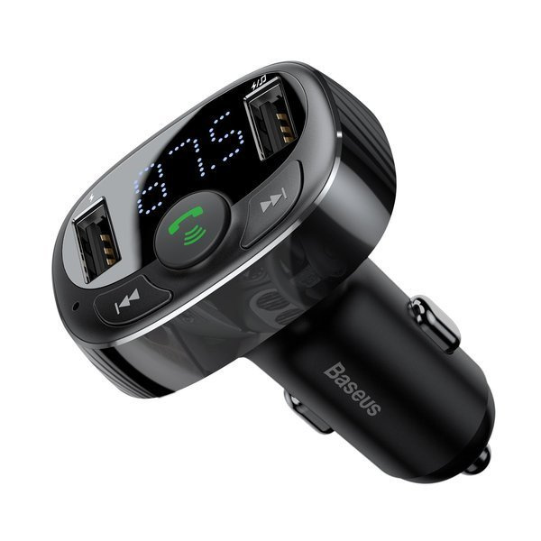 BASEUS T-type FM-transmitter Bluetooth 4.2 MP3 + autolader 2x USB 3.4A
