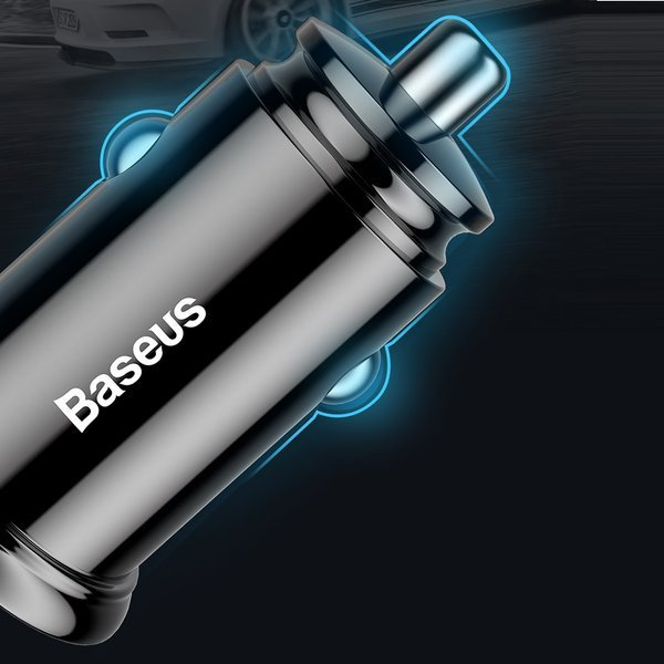 BASEUS Ronde plastic USB-A, USB-C 30W autolader
