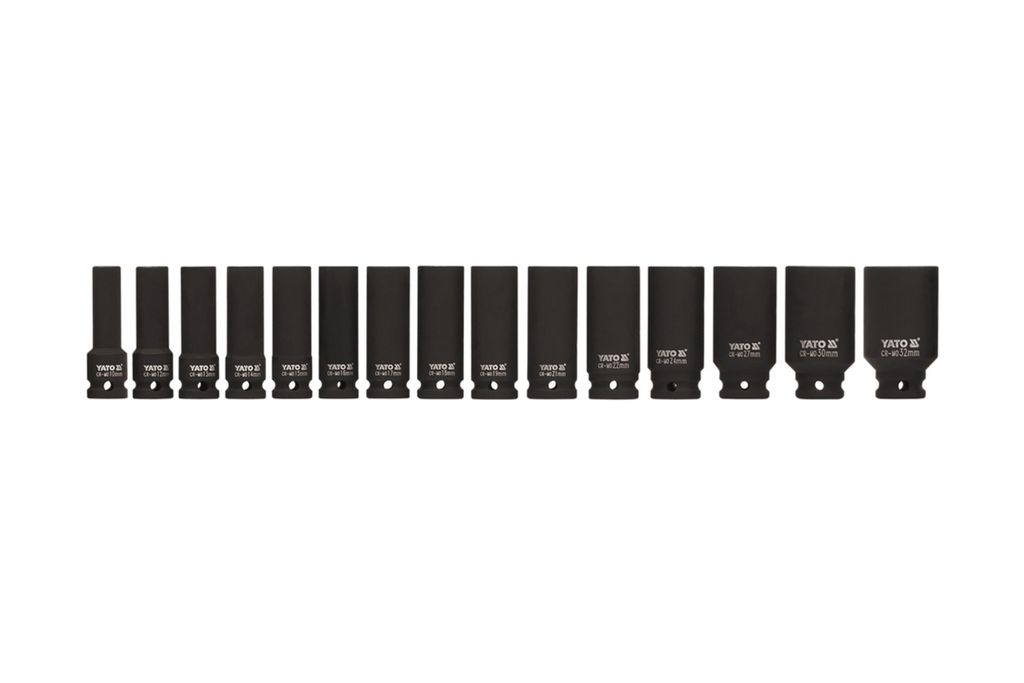 YATO YT-1055 lange slagdoppen 1/2" doppen 15 stuks.
