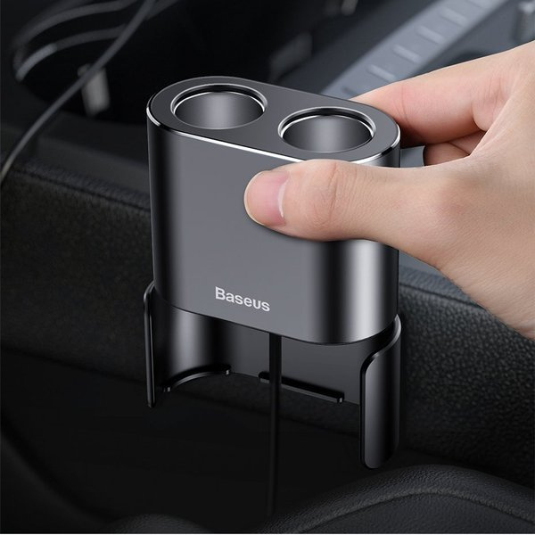 BASEUS hoogrendements autolader met 2x USB-poorten en 2x sigarettenaanstekeraansluiting, 80W