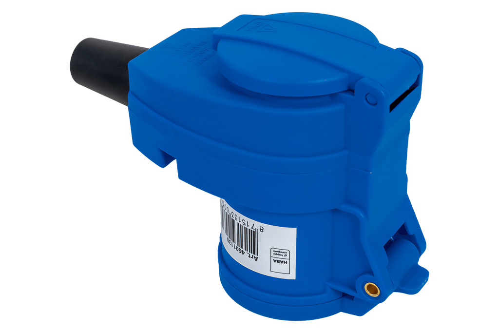 MANTES 2P+E haakse CEE-stekker met extra stopcontact 16A 230V
