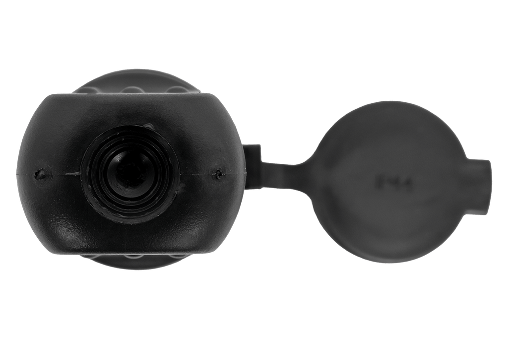MANTES 3P vrouwelijke contactdoos, rubber, met klep, 16A, 250V