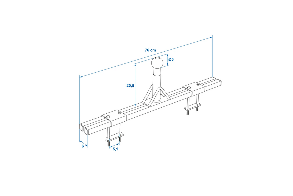 ProPlus 330238 fietsendrageradapter voor trekhaak met een dissel van 760 mm.