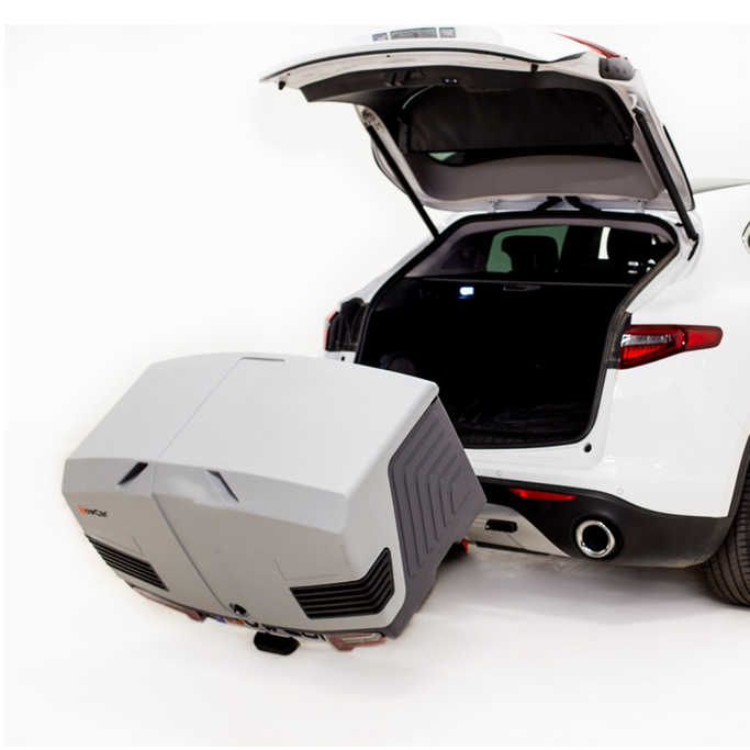 Towbox V3 Grey LED Edition - bagagebox voor montage op de trekhaak