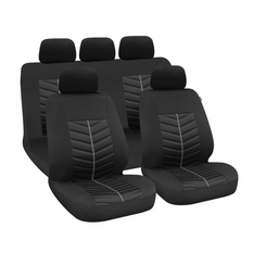 Set LAMPA Rapid autostoelhoezen, zwart/grijs, voor de voor- en achterstoelen.