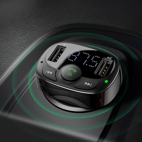 BASEUS T-type FM-transmitter Bluetooth 4.2 MP3 + autolader 2x USB 3.4A