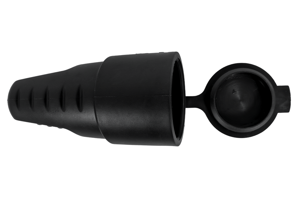 MANTES 3P vrouwelijke contactdoos, rubber, met klep, 16A, 250V
